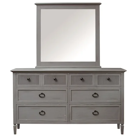 Coastal Dresser and Mirror Set with Cedar-Lined Drawers